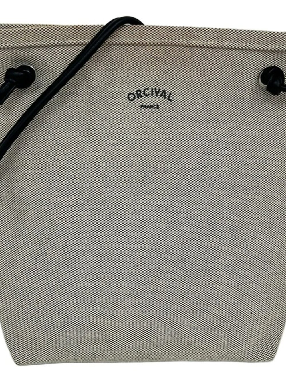ORCIVAL Beige Black Canvas Leather Shoulder Bag